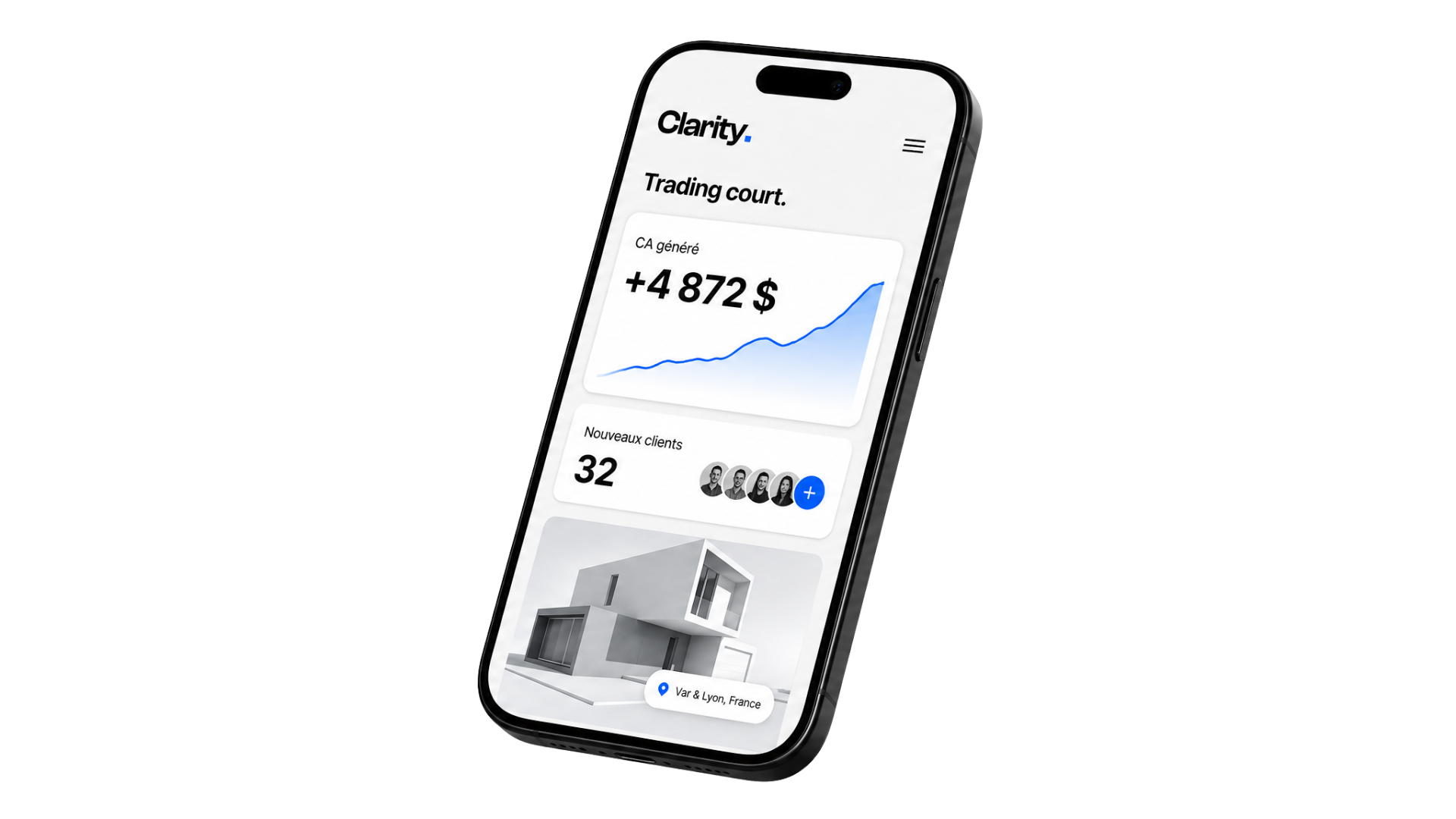 Interface mobile Clarity sur iPhone